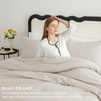 Cozylux Beige Comforter Set Twin/Twin Xl Size, 2 Pieces Twin Extra Long Boho Solid Breathable Quilted Style Bedding Sets, Luxury Fluffy Soft Microfiber Comforter All Season(1 Comforter & 1 Pillowcase)