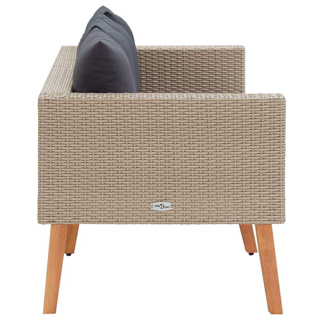 vidaXL 2-Seater Outdoor Patio Sofa with Cushions, Poly Rattan Construction, Light and Weather Resistant, Anthracite Cushion Color, Beige.