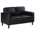 Coaster Home Furnishings Ruth Upholstered Track Arm Faux Leather Loveseat Black