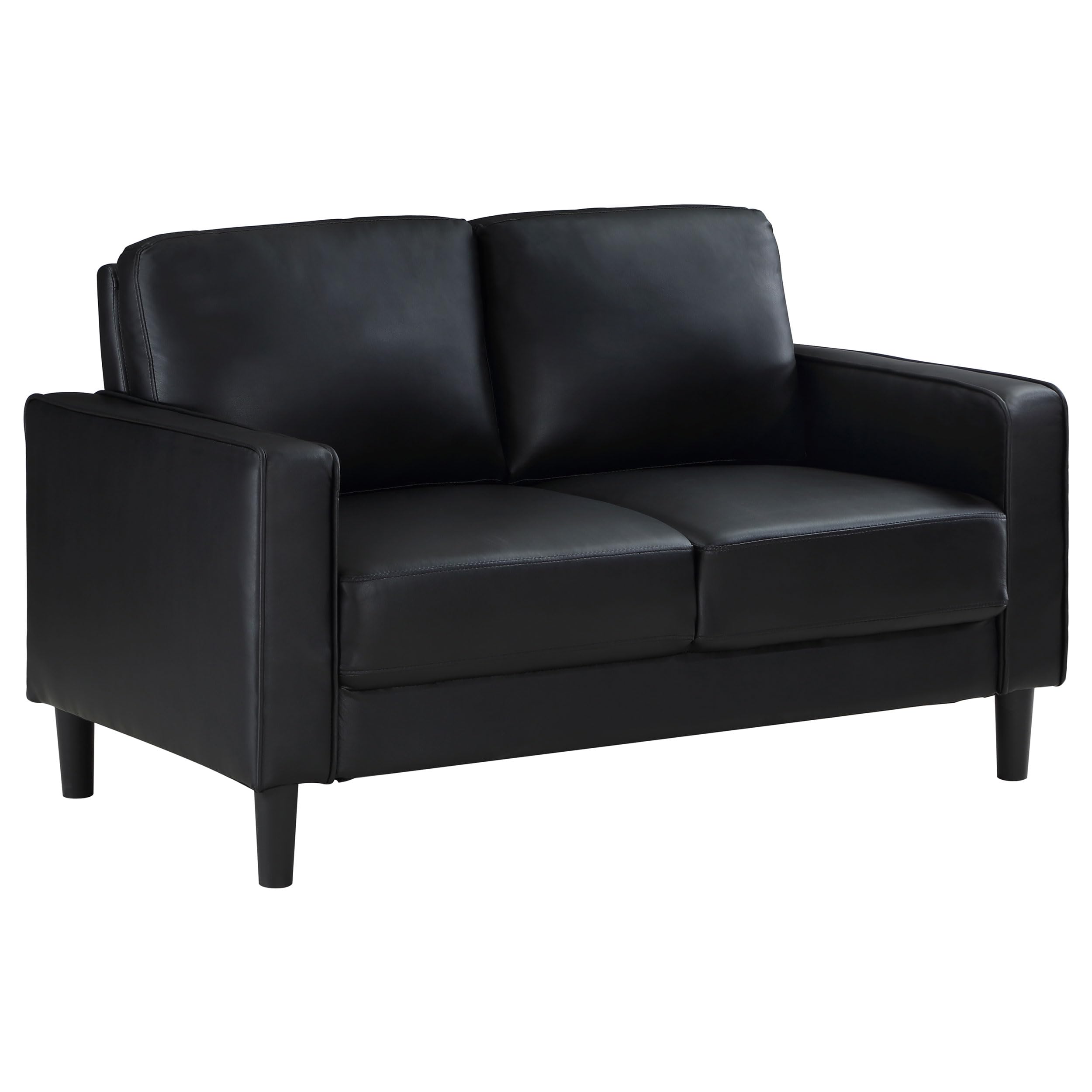 Coaster Home Furnishings Ruth Upholstered Track Arm Faux Leather Loveseat Black