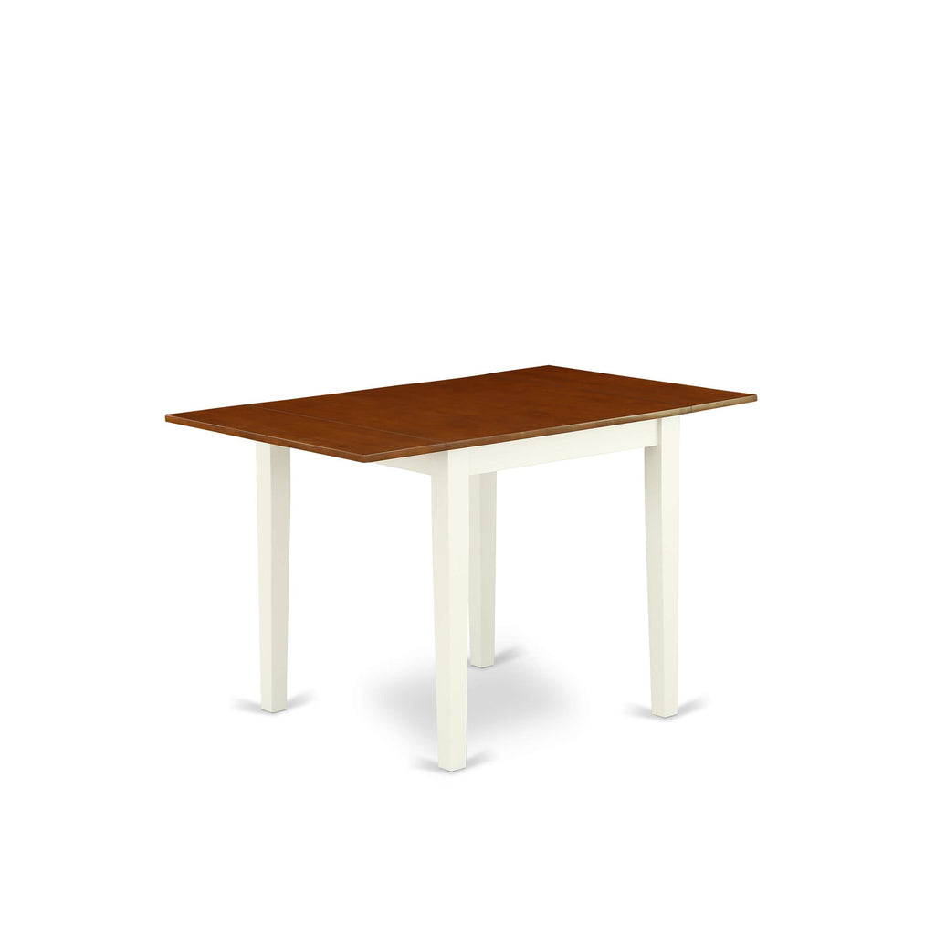 East West Furniture Ndpl5-Whi-W 5 Piece Dining Room Table Set Includes A Rectangle Kitchen Table With Dropleaf And 4 Dining Chairs, 30X48 Inch, Buttermilk & Cherry