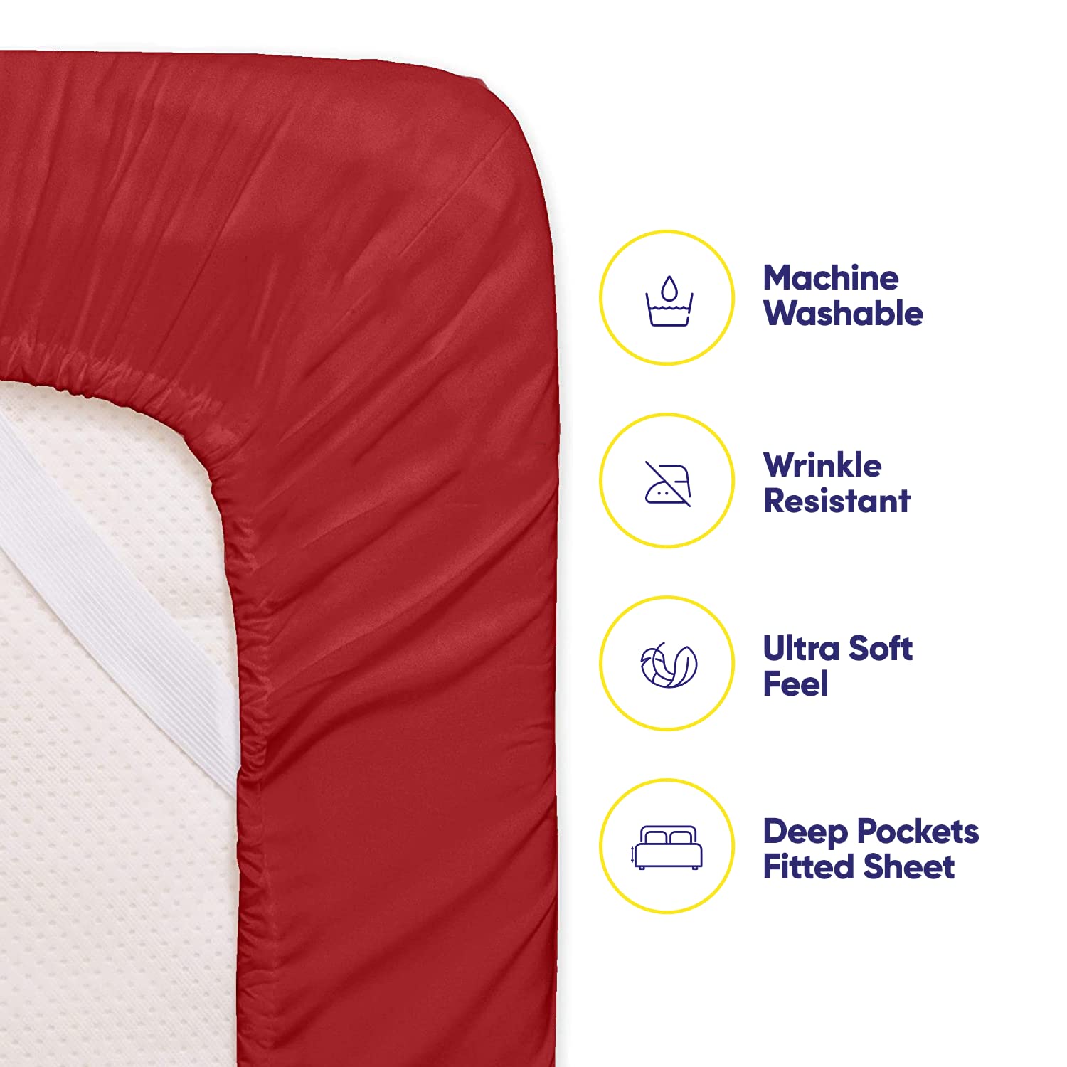 Sweet Home Collection 6 Piece 1500 Supreme Collection Brushed Microfiber Deep Pocket Sheet Set-2 Extra Pillow Cases, Great Value, Rv Short Queen, Samba Red