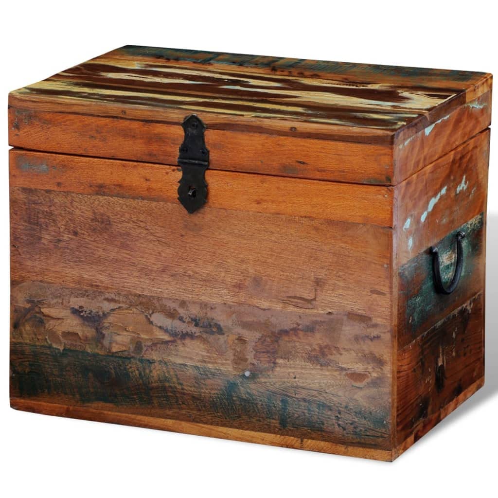vidaXL Wooden Storage Box, Antique-Style, Solid Acacia Wood, Hinged Lid, Organized Storage, Durable, Natural Finish, 15.4&quot;x11&quot;x12.2&quot;, Brown