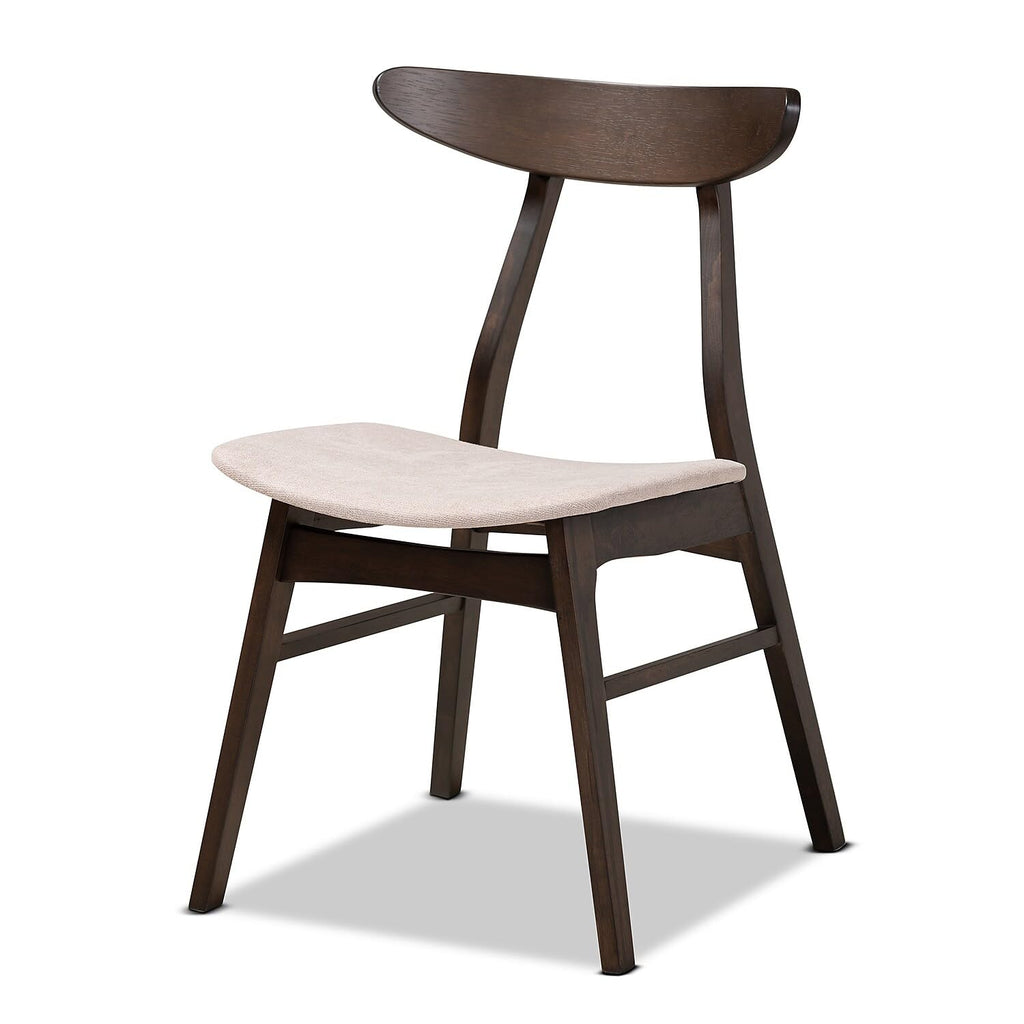Baxton Studio Britte Mid-Century Modern Beige Fabric Upholstered Dark Oak Brown Finished 4-Piece Wood Dining Chair Set Set