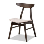 Baxton Studio Britte Mid-Century Modern Beige Fabric Upholstered Dark Oak Brown Finished 4-Piece Wood Dining Chair Set Set