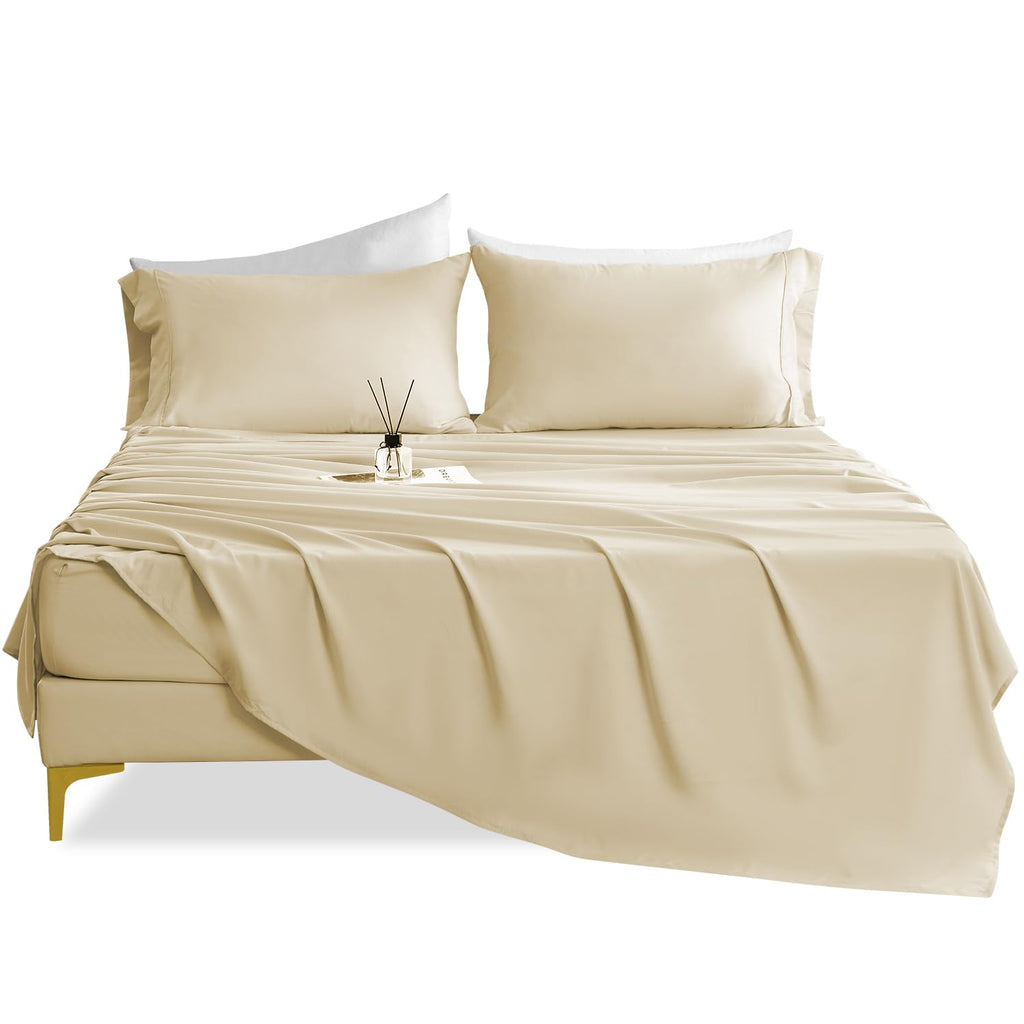 Deep Pocket Super Soft Queen Sheet Set - Luxury 4 Piece Breathable Cooling Sheets For Queen Size Bed, Fits 16'' Mattress, Easy C