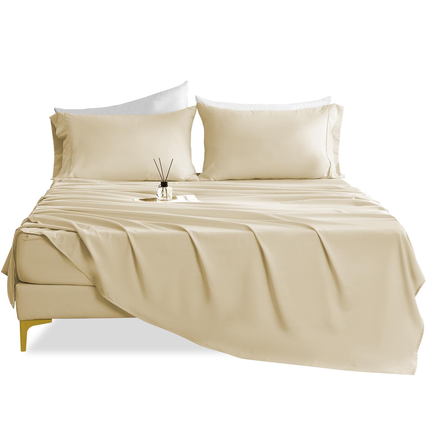 Deep Pocket Super Soft Queen Sheet Set - Luxury 4 Piece Breathable Cooling Sheets For Queen Size Bed, Fits 16'' Mattress, Easy C