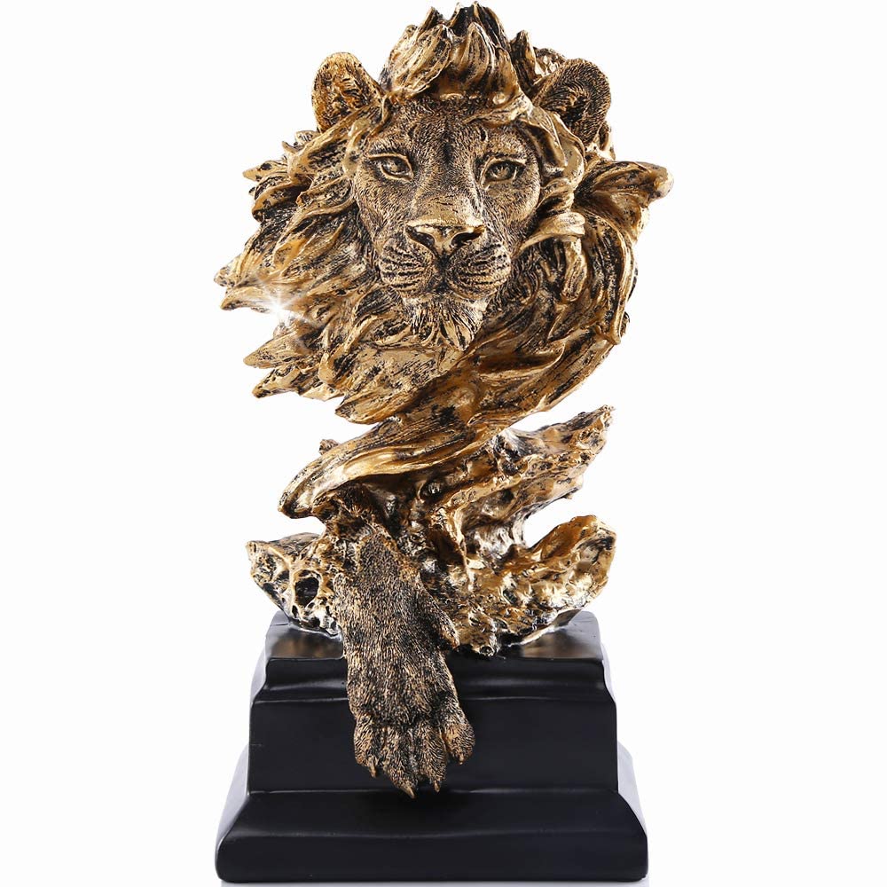 H&W Sandstone Lion - The King of Beasts - Statue Decoration for Home/Study/Living Room, Great Collectible Figurines, Best Gift f