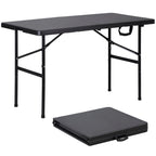 Zeny 4Ft Portable Folding Table Plastic Indoor Outdoor Picnic Party Camp Dining Table With Handle, Black