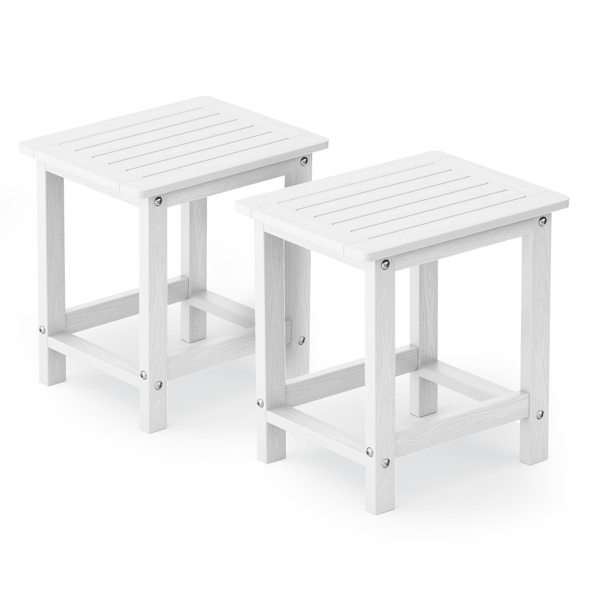 Yefu Small Table Set Of 2 Side Tables Outdoor Coffee Table For Patio Living Room Bedroom(White, Single Layer)