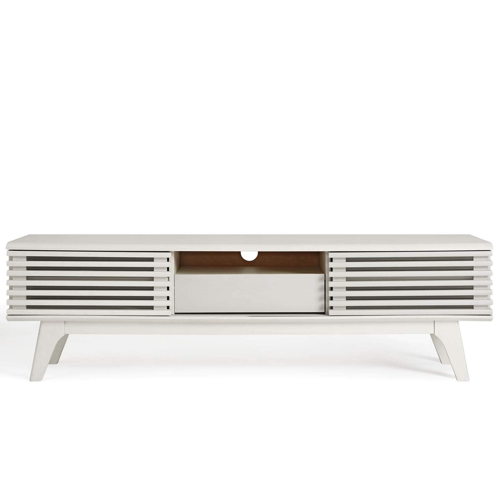 Modway Render Mid-Century Modern Low Profile 59 Inch Tv Stand In White