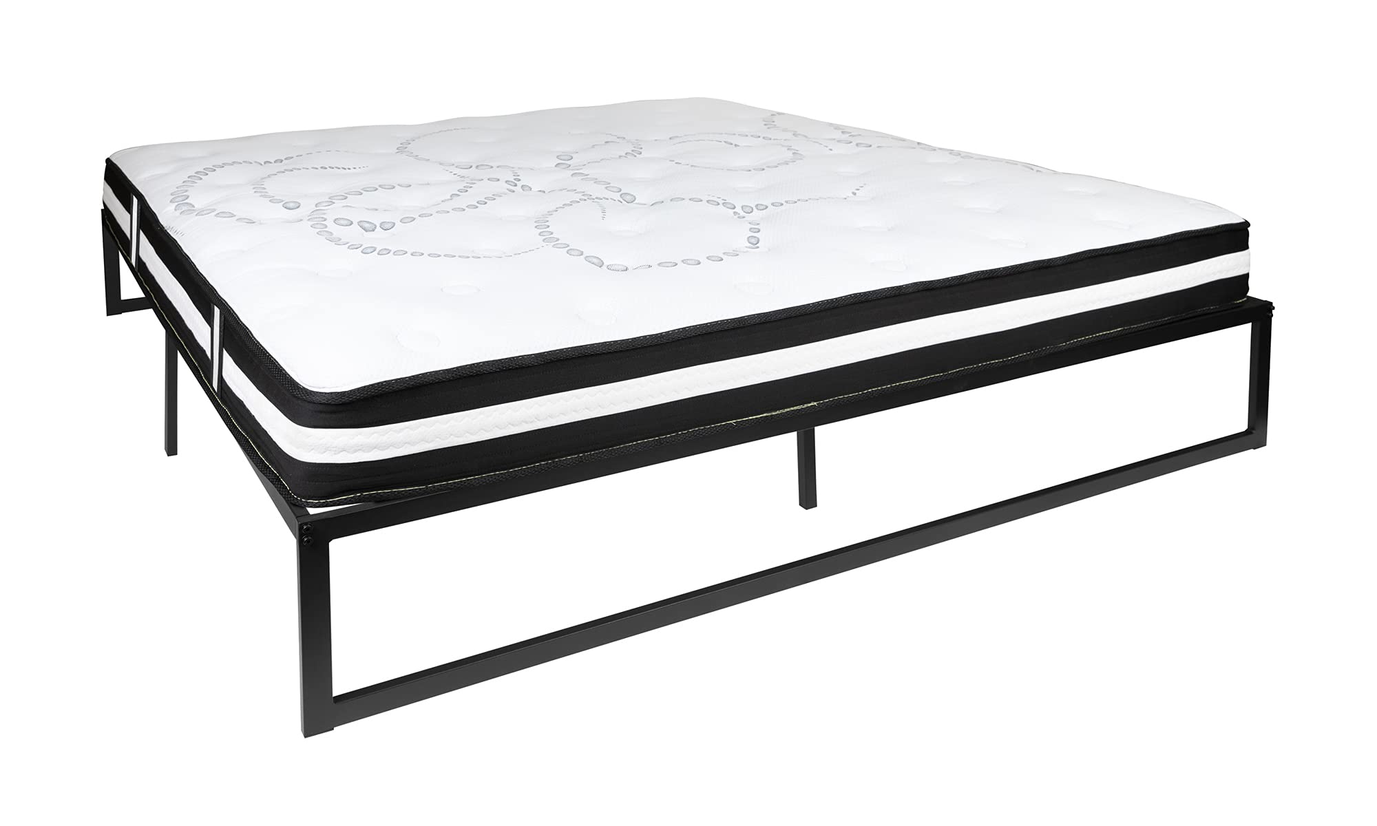 Flash Furniture Louis 14 Inch Metal Platform Bed Frame with Mattress