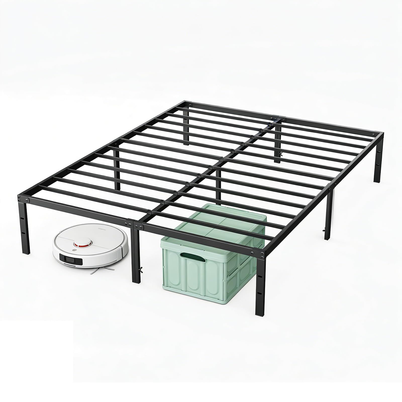 Sweetcrispy Queen Size 12 Inch Platform Bed Frame, Heavy Duty Metal Foundation Frame, Noise-Free Sturdy Steel Slats, Underbed St
