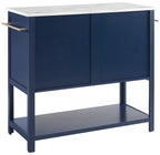 Crosley Furniture Katrina Kitchen Island, Microwave Stand, Coffee Bar with Storage Shelves, Towel Bars, Navy