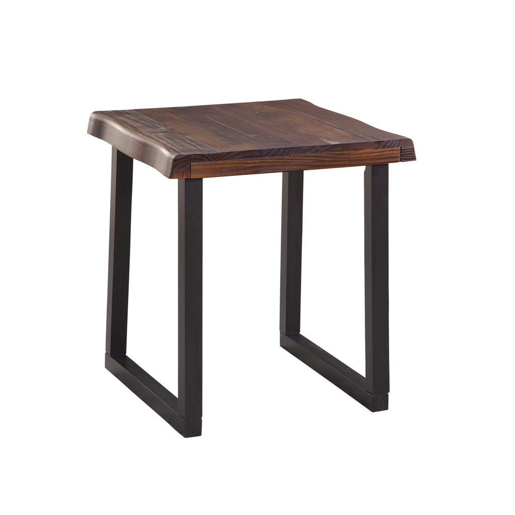 Steve Silver Jennings Rustic Live Edge, Solid Pine Construction, and Two-Tone Cherry and Ebony Finish End Table, 22 x 22 x 24
