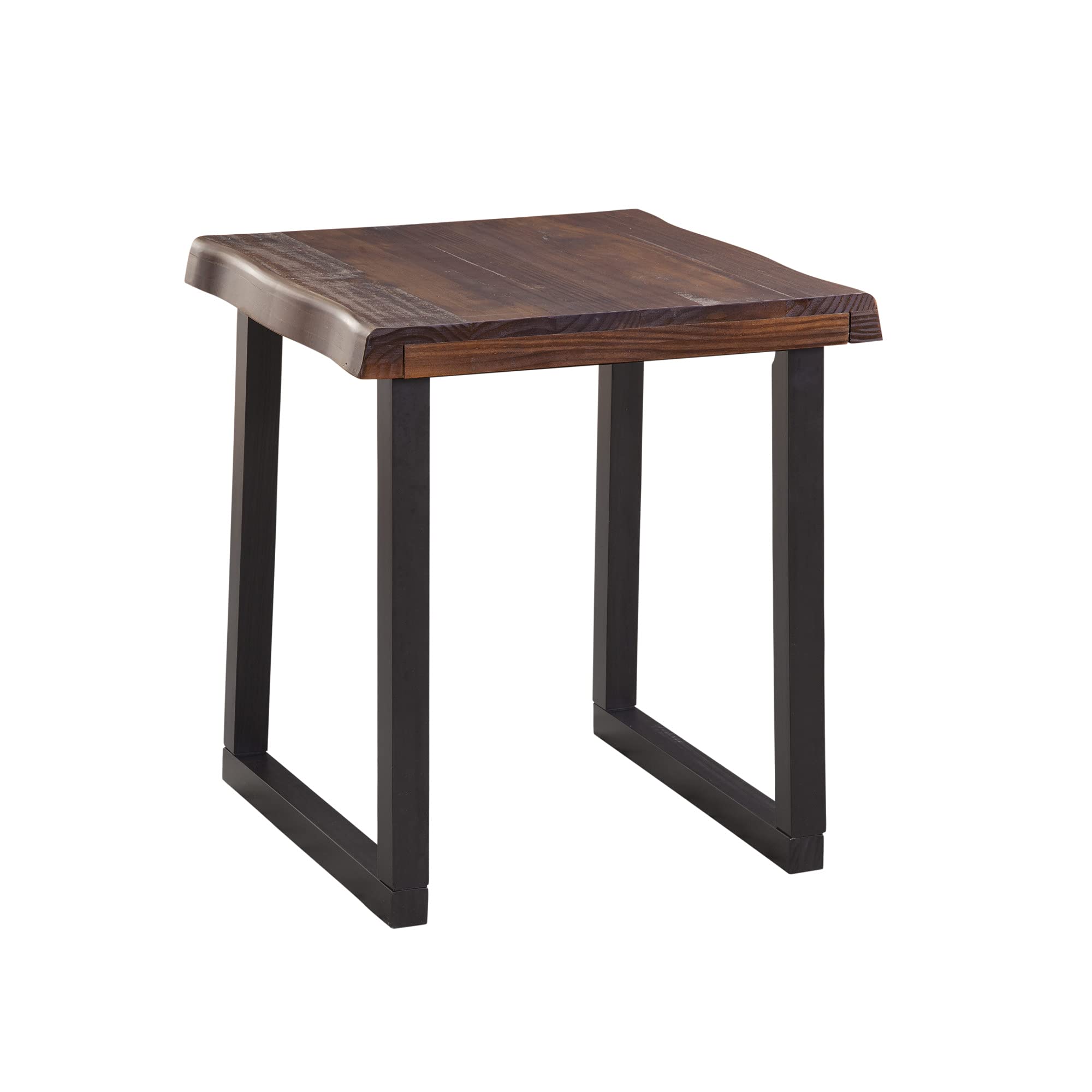 Steve Silver Jennings Rustic Live Edge, Solid Pine Construction, and Two-Tone Cherry and Ebony Finish End Table, 22 x 22 x 24