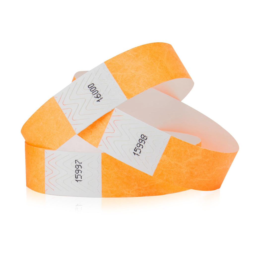Wristco Neon Orange Tyvek Wristbands For Events - 500 Count - Tamper-Proof Design & Fluorescent Color Prevent Reuse - Premium-Gr