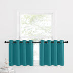 Nicetown Short Tiers Kitchen Curtains Blackout Grommet Thermal Insulated Privacy Window Treatment Small Camper Curtain Drapes For Bathroom Travel Rv (2 Panels, Peacock Teal, 42 By 30 Inches)