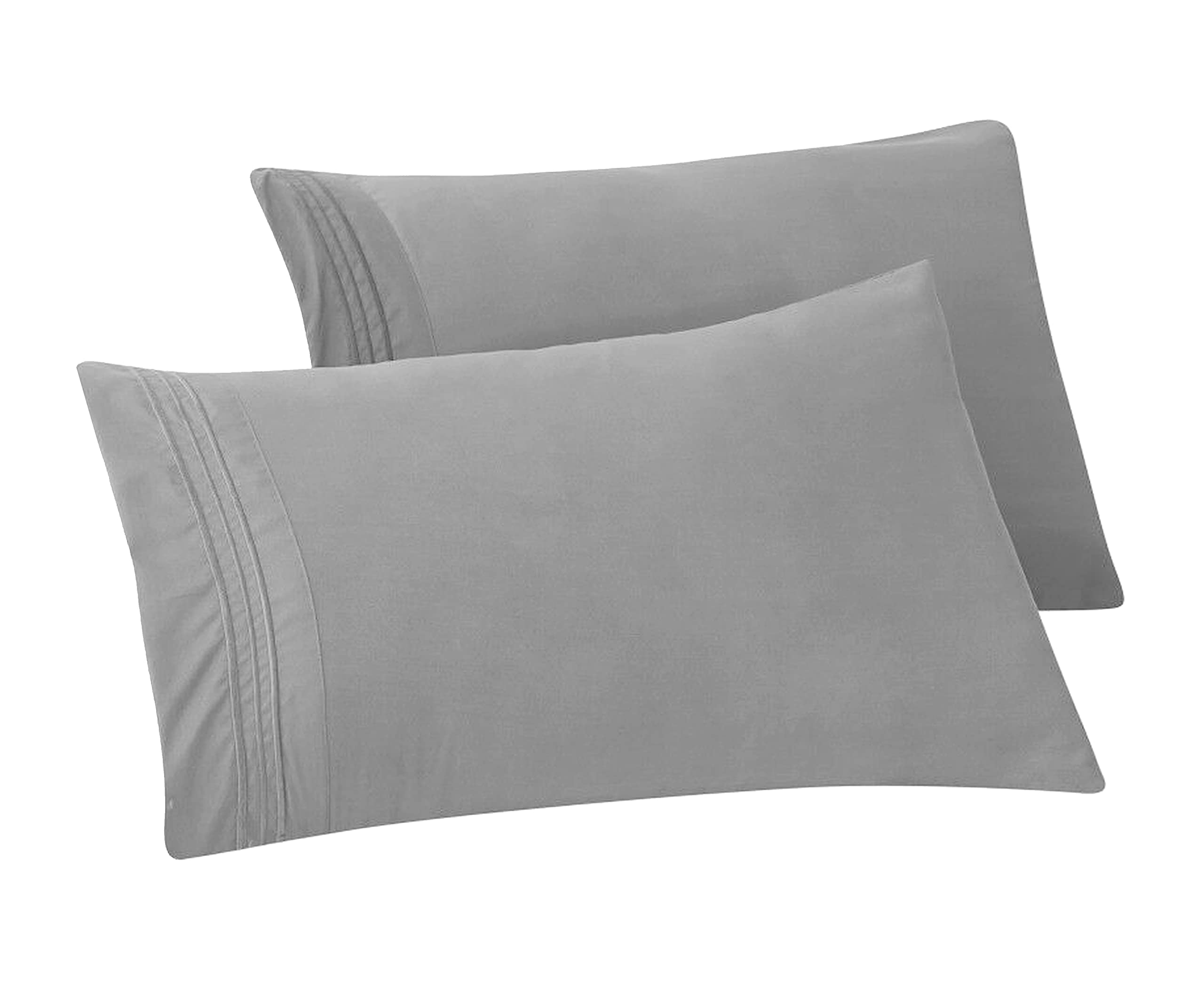 Elegant Comfort Solid Pillowcases 1500 Thread Count Egyptian Quality - Easy Care, Smooth Weave, Wrinkle And Stain Resistant, Easy Slip-On, 2-Piece Set, Standard/Queen Pillowcase, Silver