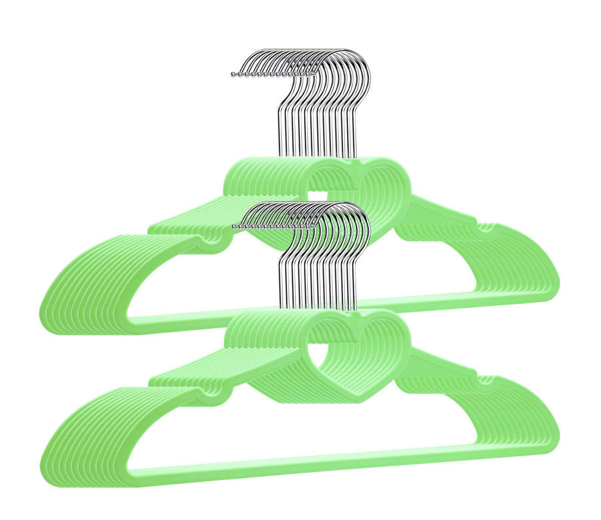 ZRKFSR Plastic Hangers 20 Pack, Green Hangers Plastic Clothes Hanger Ultra Thin Space Saving-Heart-Shaped Coat Hangers -360 Degr