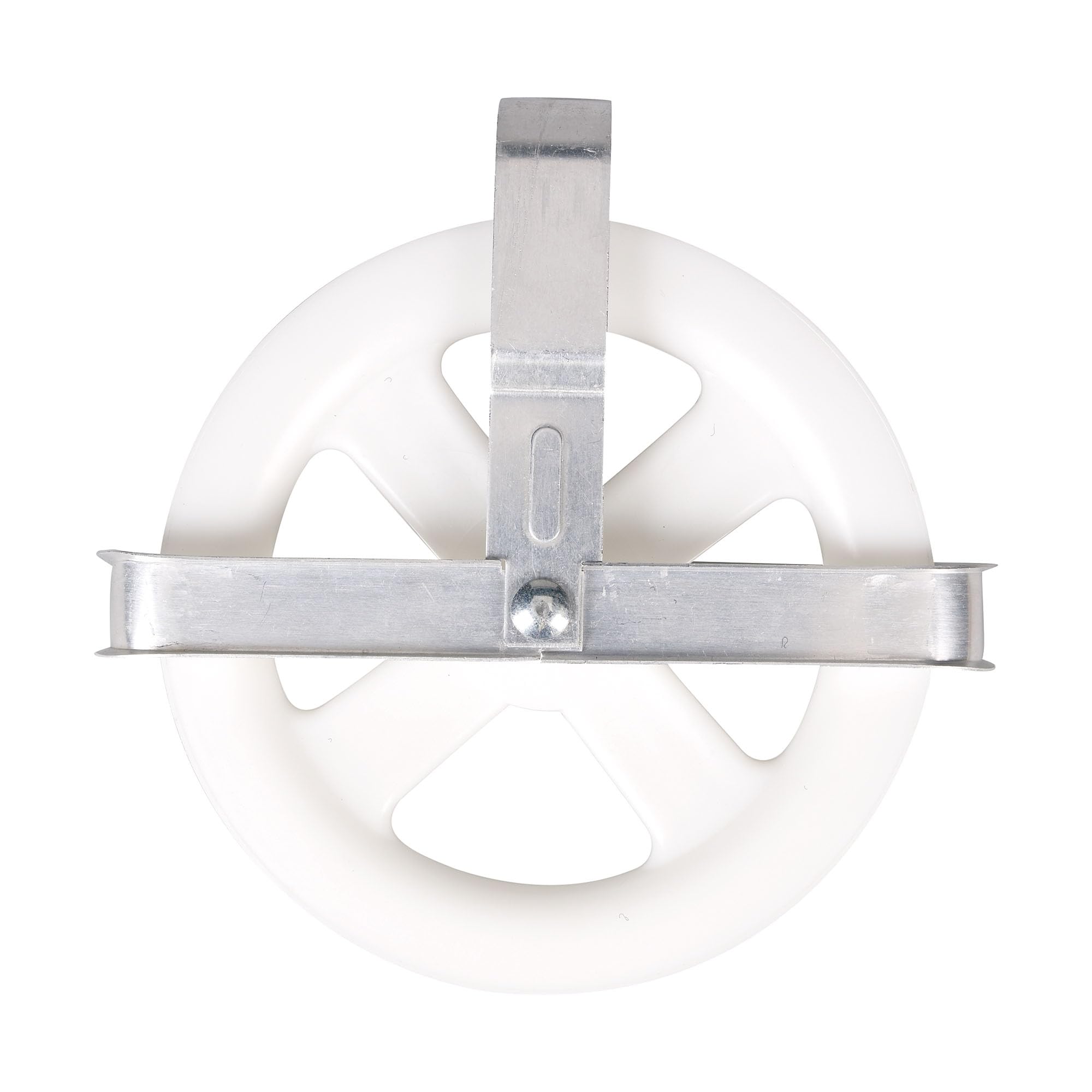 Household Essentials Clothesline Pulley, Durable PP Wheel with UV Protection, Zinc-Plated Metal Frame, Silver and White