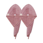 M-Bestl 2 Pack Microfiber Hair Towel Wrap,Hair Drying Towel With Button Design,Head Towel To Dry Curly Hair Quickly (Bean Pink)