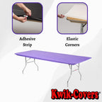 Kwik-Covers Rectangular Plastic Table Covers 8' Bundle Of 10 With One Hundred Forty (140) Ohm Commerce Paper Napkins - Indoor Or Outdoor Fitted Table Covers (Table Not Included)