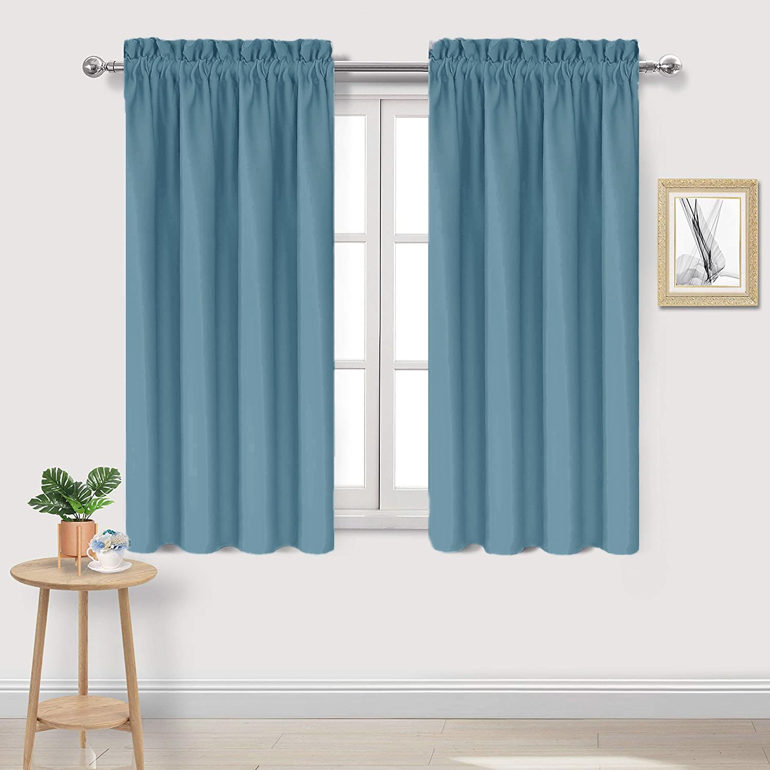 Dwcn Blackout Curtains For Living Room Thermal Insulated, Energy Saving & Noise Reducing Bedroom Curtains, Stone Blue, W 42X L 5