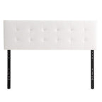 Edenbrook Hawthorne Faux Leather Headboard - Modern -Adjustable Height - Buttonless Tufting, King/Cal King, White