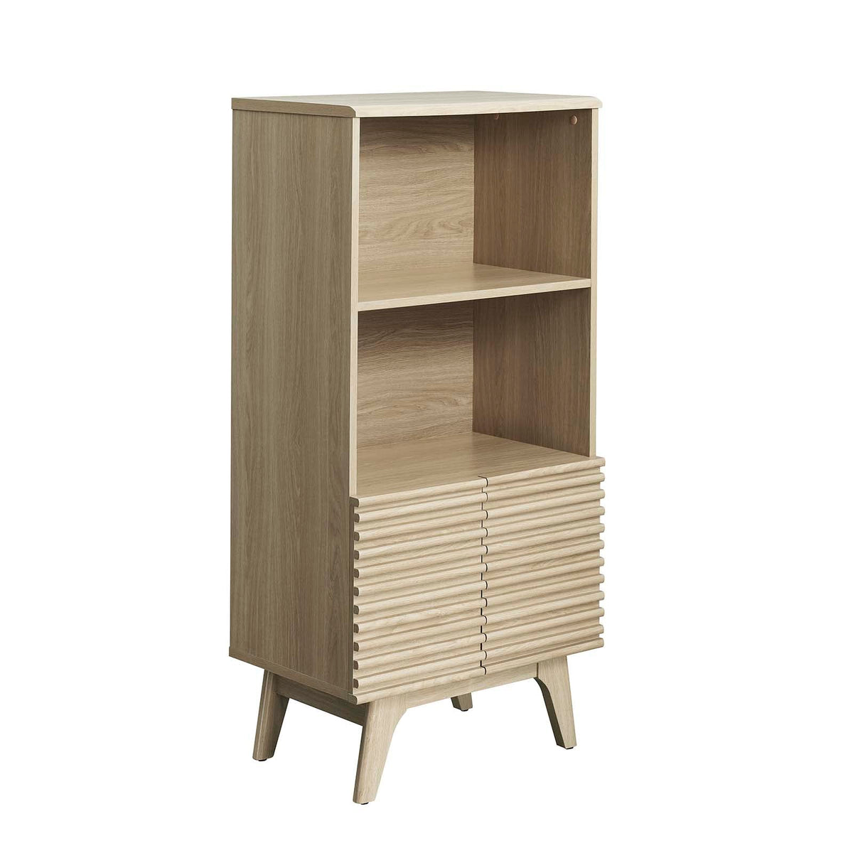 Modway Render Mid-Century Modern Office, Display Cabinet Bookshelf, Oak