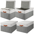 4 PCS EXTRA Large Blanket Storage Baskets with Lids, 22 x 16.7 x 11.8 in Decorative Storage Bins with DoubleOpen Lid, Fabric Bi