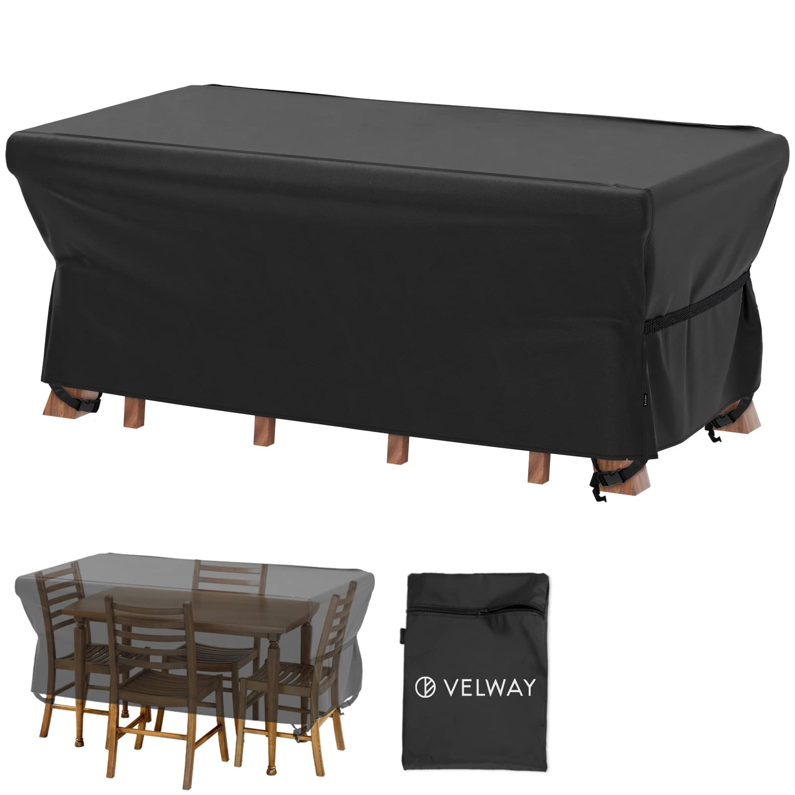 Velway Patio Table Chairs Set Cover Waterproof 67'Lx37'Wx28'H Outdoor Bistro Dining Set Cover Fire Pit Table Cover Furniture