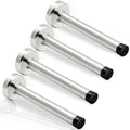Door Stops 4 Pack, 6 Inch Long Door Stopper, Stainless Steel Doorstops Wall Mounted Baseboard Door Stop Bumper Baby Proof Modern