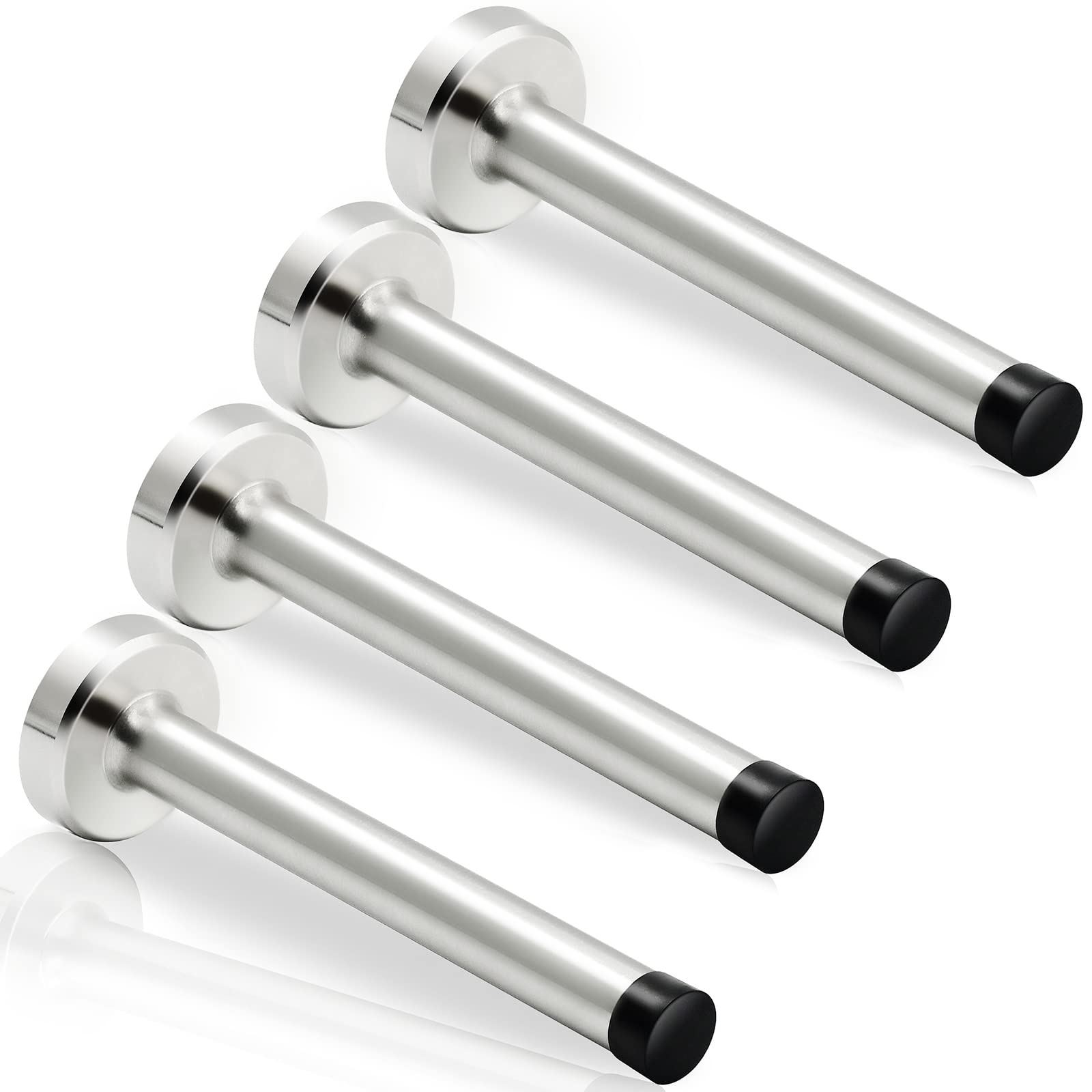 Door Stops 4 Pack, 6 Inch Long Door Stopper, Stainless Steel Doorstops Wall Mounted Baseboard Door Stop Bumper Baby Proof Modern