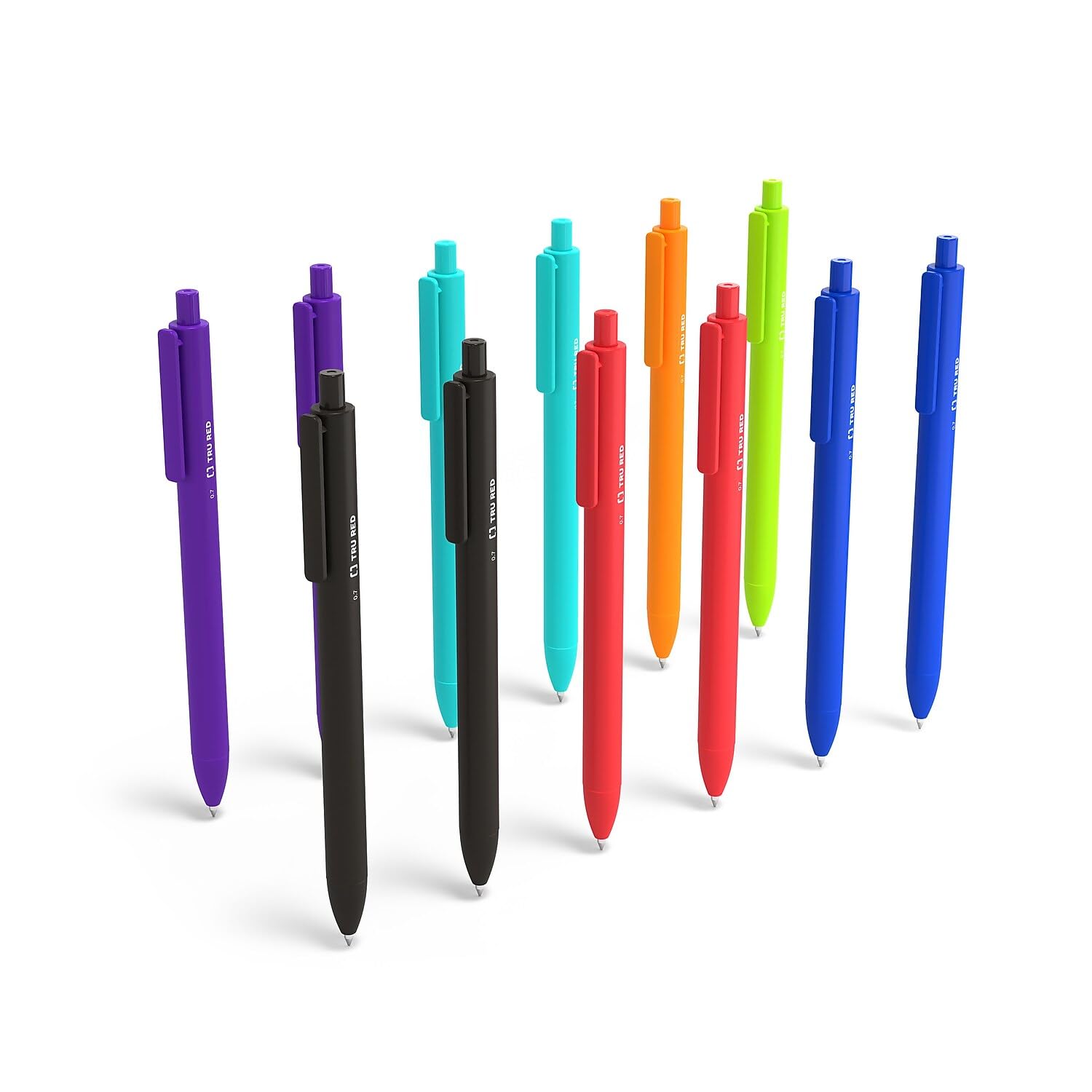 Staples Tru Red Retractable Quick Dry Gel Pens, Assorted Colors, 0.7Mm Medium Point (1 Dozen Pens) - Smooth-Flowing Ink Pens Wit