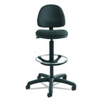 Precision Extended Height Swivel Stool W/Adjustable Footring, Black Fabric