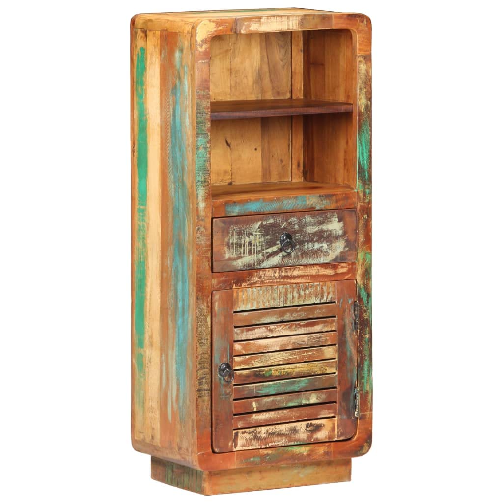 vidaXL Solid Reclaimed Wood Highboard, Vintage Charm, Ample Storage Space, Safety Ensured, Unique Grains, Multicolored - 17.7" x 12.6" x 43.3"