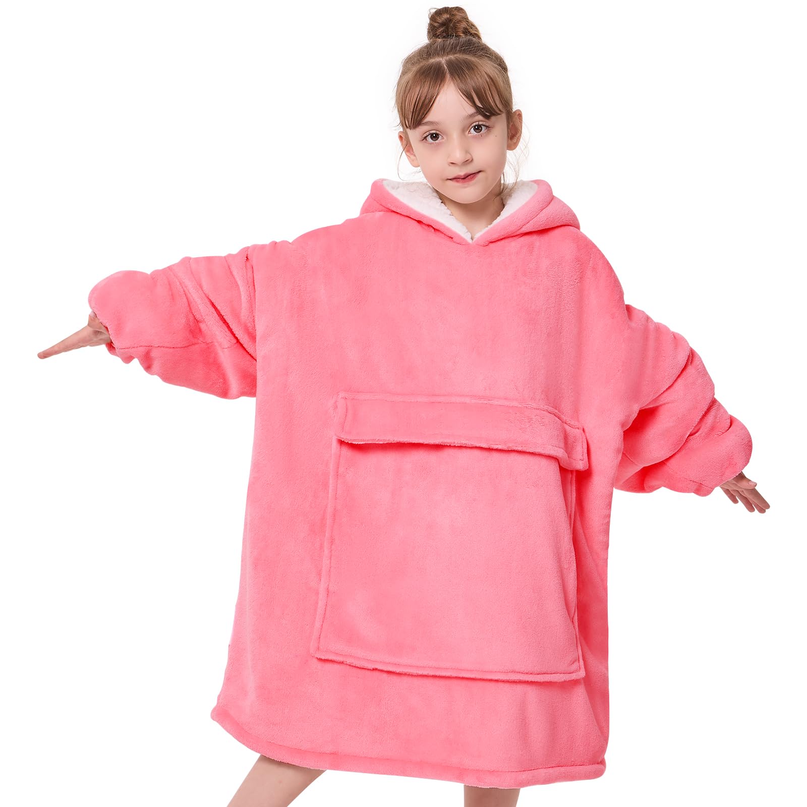 Yescool Wearable Blanket Sweatshirt Kids,Oversized Blanket Hoodie With Sherpa Teen Girl Gifts For Kids, Youth, Boys, Girls, 8-15