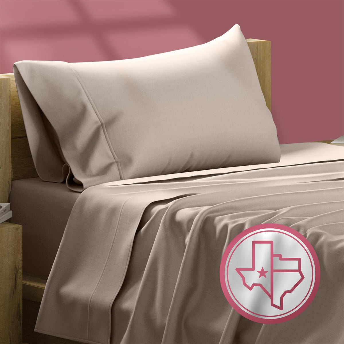 Texas Linen Co. Luxury Egyptian Cotton Twin Sheet Set - 800 Thread Count 3 Pc Taupe Egyptian Cotton Sheets For Twin Size Bed, Ex