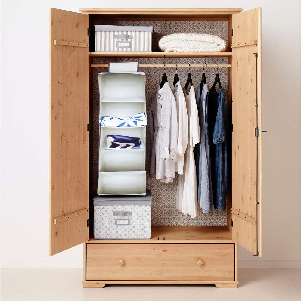Hemjex Hanging Organizer, Closet Storage Size 30X30X100Cm, Best For Cupboard, Bedroom, 5 Sections Space Saving Attachable Organi