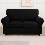 Searchi Stretch Sofa Cover Couch Cover, 3 Pieces Loveseat Slipcover With 2 Separate Cushion Cover, Washable Furniture Protector For Living Room(Loveseat, Silver Black)