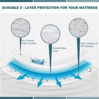 Mattress Protector Queen Size Waterproof, 6'-25' Fitted Deep Pocket Mattress Cover, Breathable Noiseless Queen Mattress Protector Bed Cover - Vinyl Free
