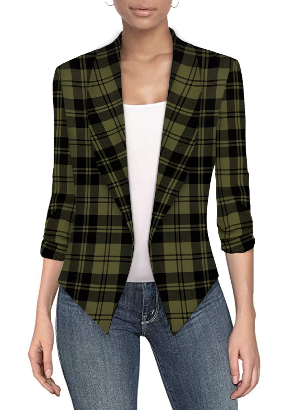 Womens Casual Work Office Open Front Blazer Jacket With Removable Shoulder Pads Jk1133 11396 Blkoli M
