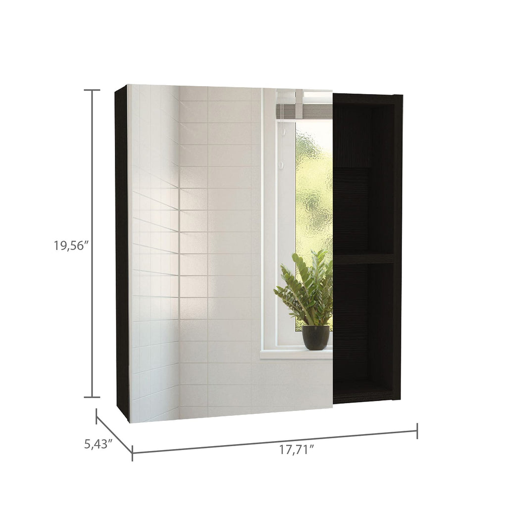 Depot E-Shop Andes Medicine Single Door Cabinet with Mirror, Five Interior Shelves, Black
