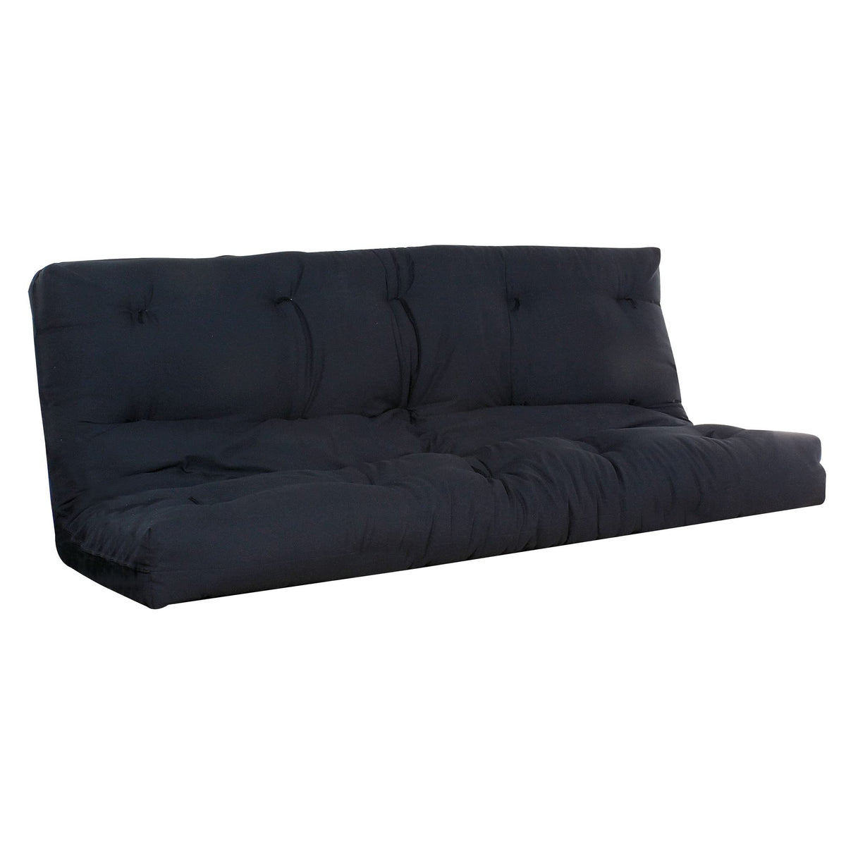 Benjara Nab 74 Inch Modern Full Futon Mattress, Tufted, Reversible, Fabric, Black