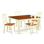 East West Furniture WEKE5-BMK-W 5 Piece Dining Room Table Set Includes a Rectangle Wooden Table with Butterfly Leaf and 4 Kitchen Dining Chairs, 42x60 Inch, Buttermilk & Cherry