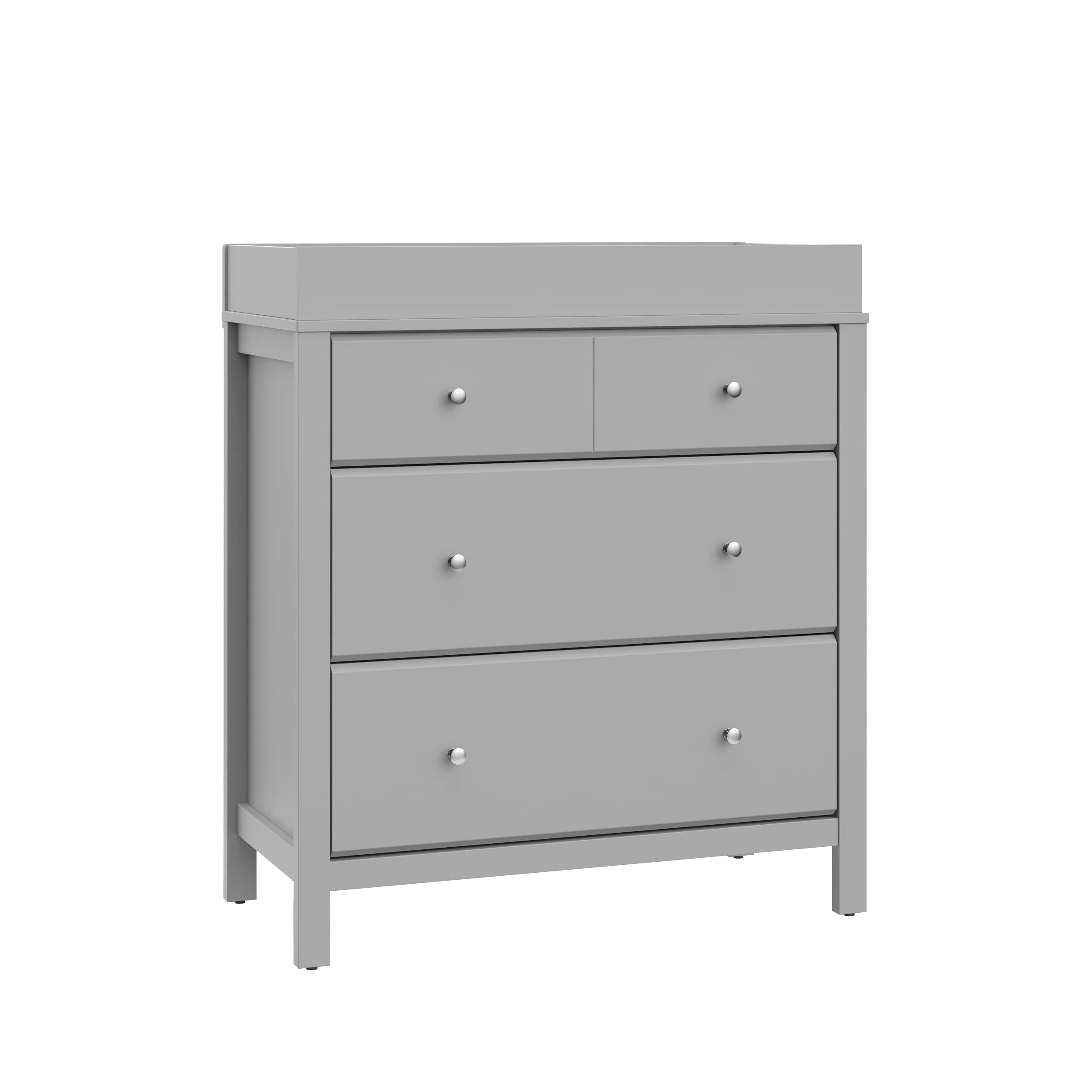 Storkcraft Horizon 3 Drawer Chest with Changing Topper (Pebble Gray) - GREENGUARD Gold Certified, Includes Removable Changing Ta