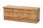 Baxton Studio Oswald Natural Oak Brown Finished Wood 2-Door Storage Bench