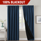 H.Versailtex 100% Blackout Curtains For Bedroom With Black Liner Full Room Darkening Curtain 96 Inch Long Thermal Insulated Back