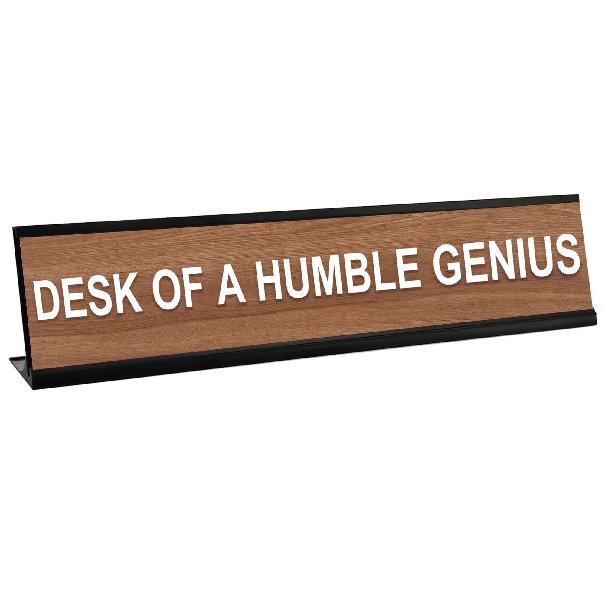 Toplusesse Desk of a Humble Genius Funny Desk Sign for Office Novelty Nameplate Office Decor Plaque Men Women Co-worker Gift 2 x